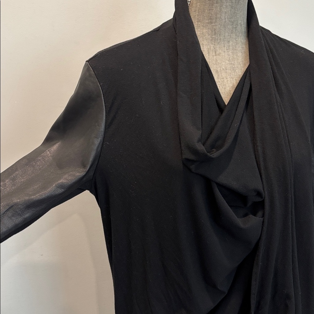 Danier Black Leather Waterfall Cardigan Italian Leather - Picture 14 of 16